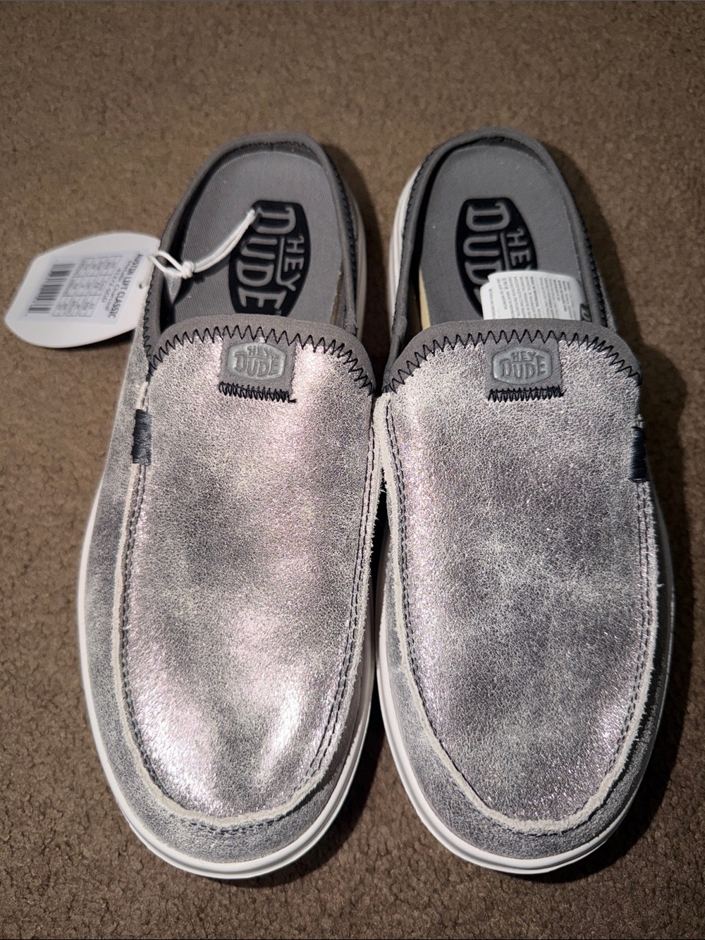 Hey Dude Austin Lift Classic Metallic Charcoal Slip-On for Women (8)
